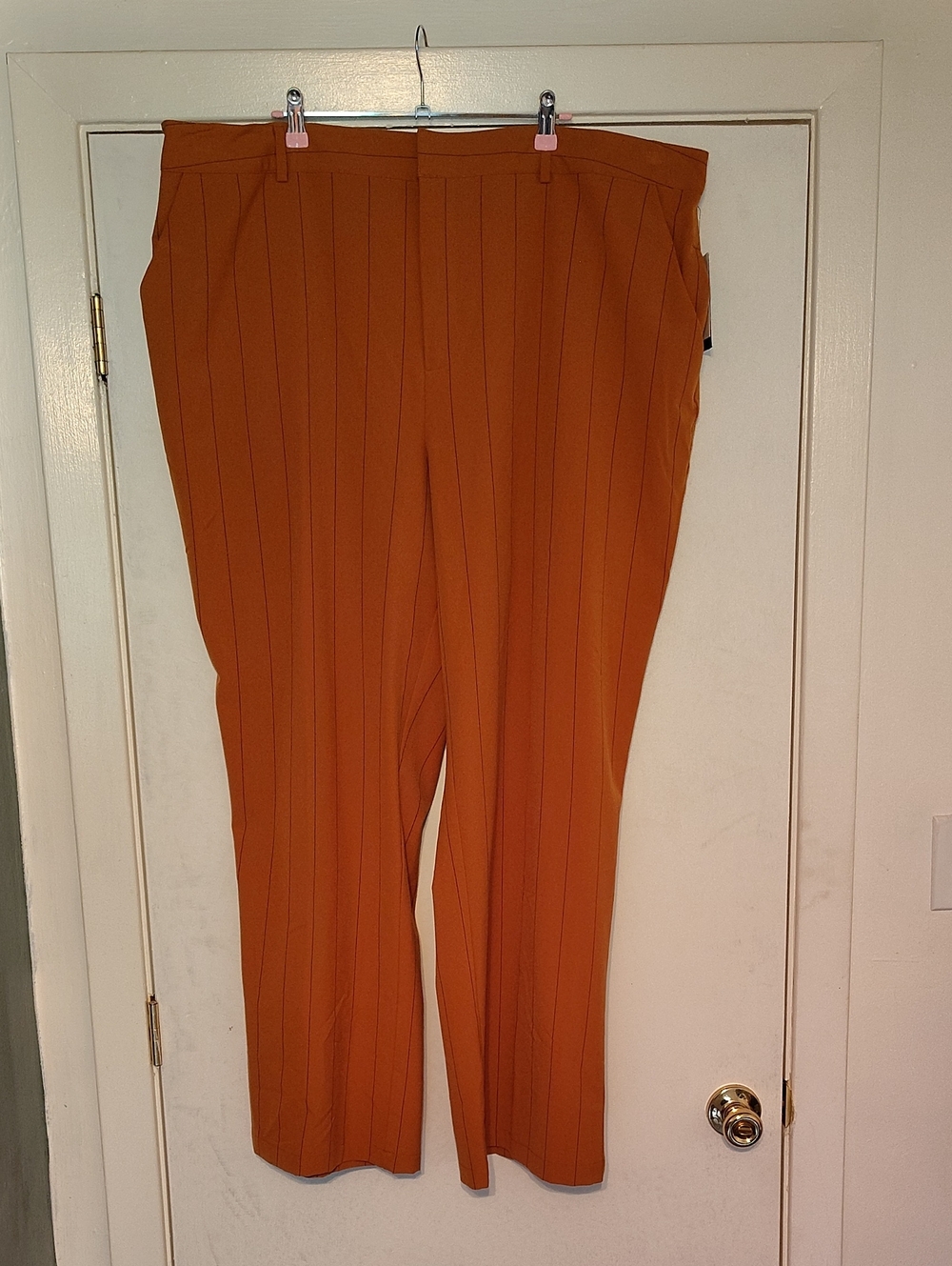 Rust Pinstripe High-Waist Trousers